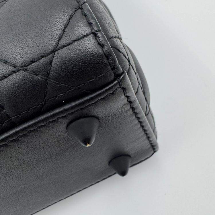 Pre Owned Dior Black Cannage all black Matte Leather Small Lady Dior Tote
