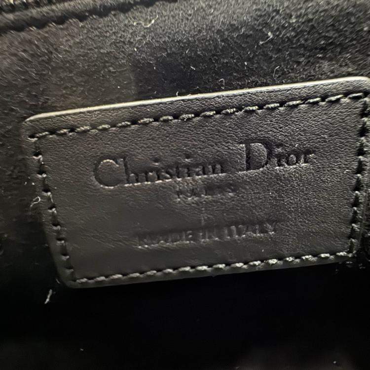 Pre Owned Dior Black Cannage all black Matte Leather mini Lady Dior Tote