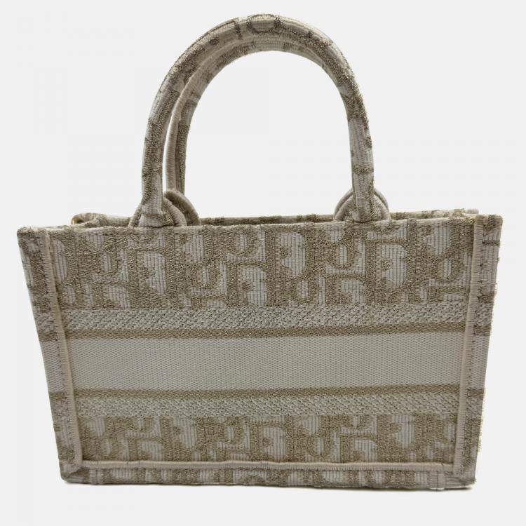 Pre Owned DIOR white/gold Oblique Book Tote