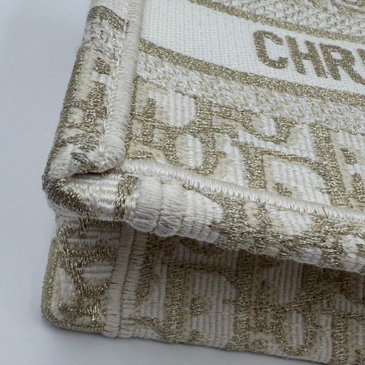 Pre Owned DIOR white/gold Oblique Book Tote