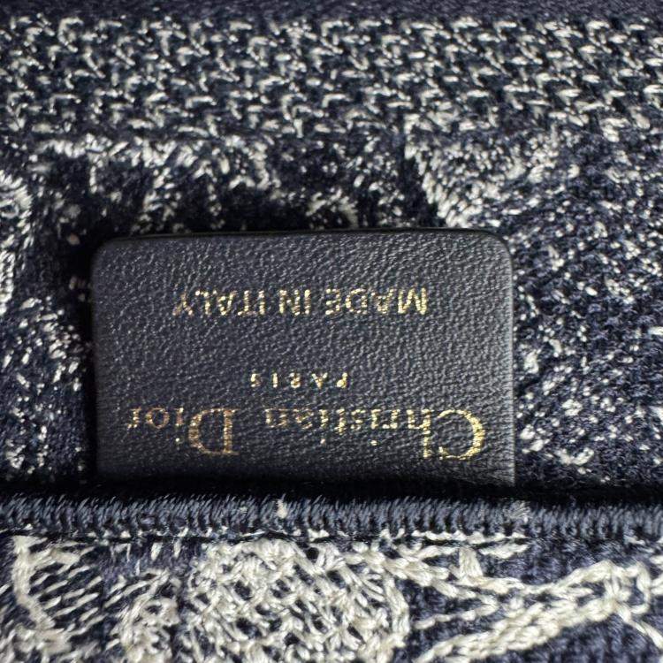 Pre Owned Dior Navy BlueWhite Embroidered Canvas Small Toile de Jouy Book Tote