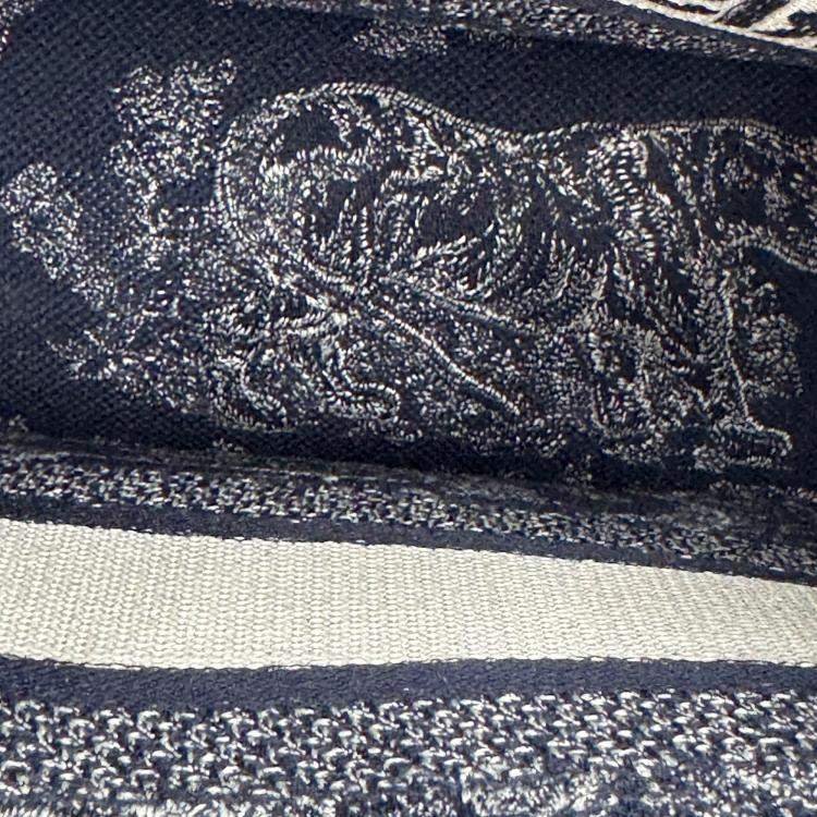 Pre Owned Dior Navy BlueWhite Embroidered Canvas Small Toile de Jouy Book Tote