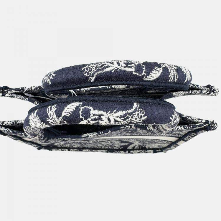 Pre Owned Dior Navy BlueWhite Embroidered Canvas Small Toile de Jouy Book Tote