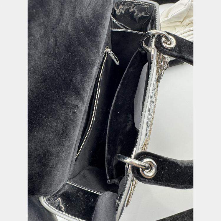 Pre Owned DIOR lady Dior art limited edtion sliver patent leather medium