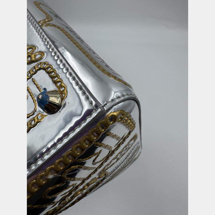 Pre Owned DIOR lady Dior art limited edtion sliver patent leather medium