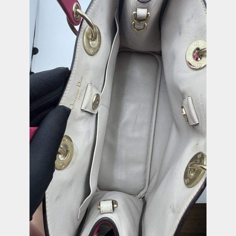 Pre Owned Dior Fuchsia Leather Medium Diorissimo Shopper Tote