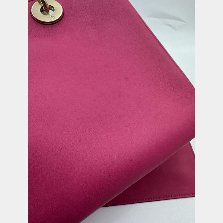 Pre Owned Dior Fuchsia Leather Medium Diorissimo Shopper Tote
