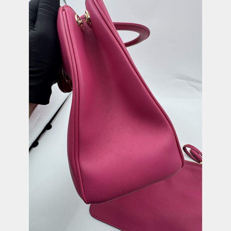 Pre Owned Dior Fuchsia Leather Medium Diorissimo Shopper Tote