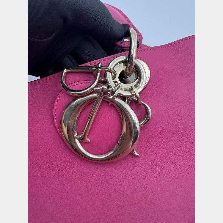 Pre Owned Dior Fuchsia Leather Medium Diorissimo Shopper Tote