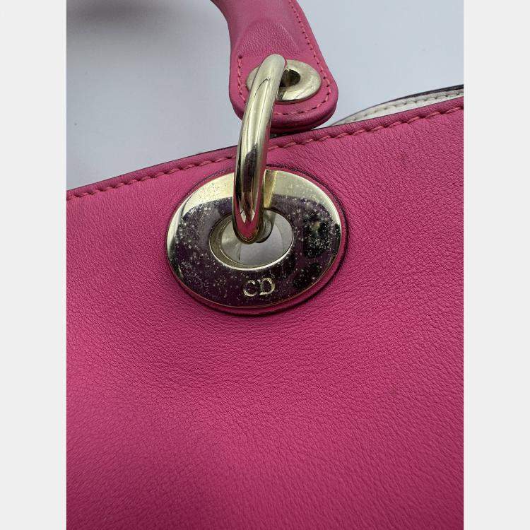 Pre Owned Dior Fuchsia Leather Medium Diorissimo Shopper Tote