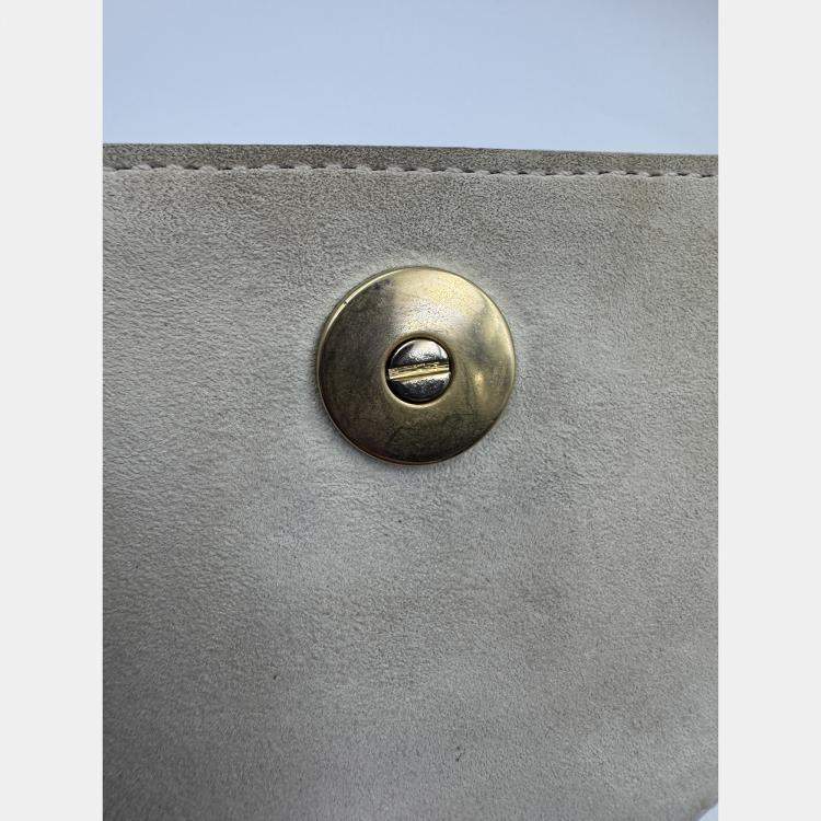 Pre Owned Dior white Leather Studded Diorama Vertical Chain Clutch