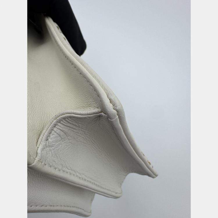 Pre Owned Dior white Leather Studded Diorama Vertical Chain Clutch