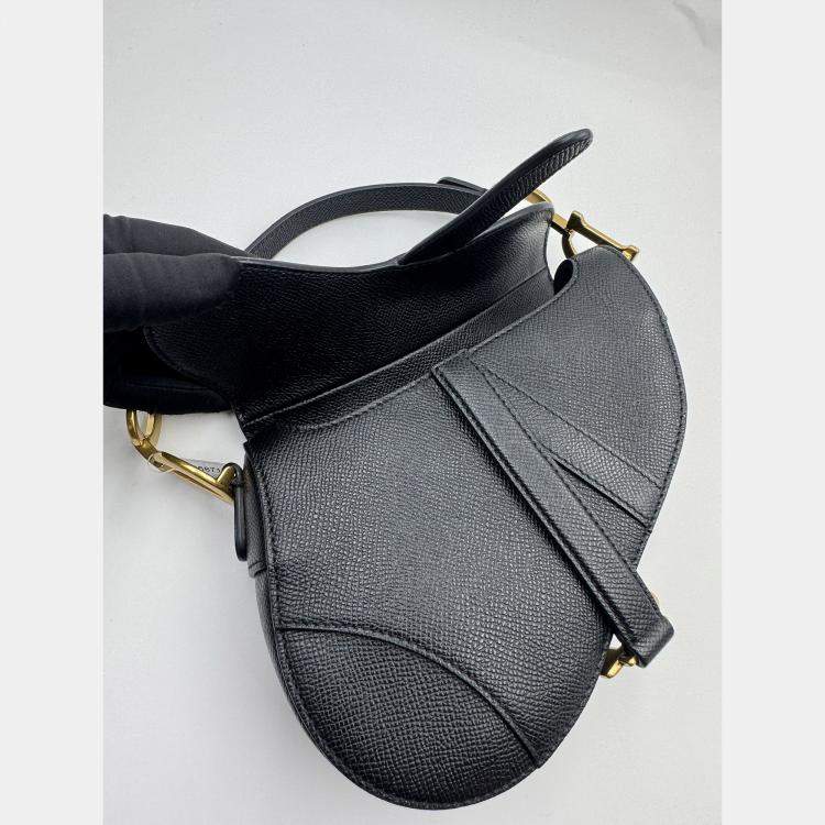 Pre Owned Dior Black Leather Mini Saddle Bag