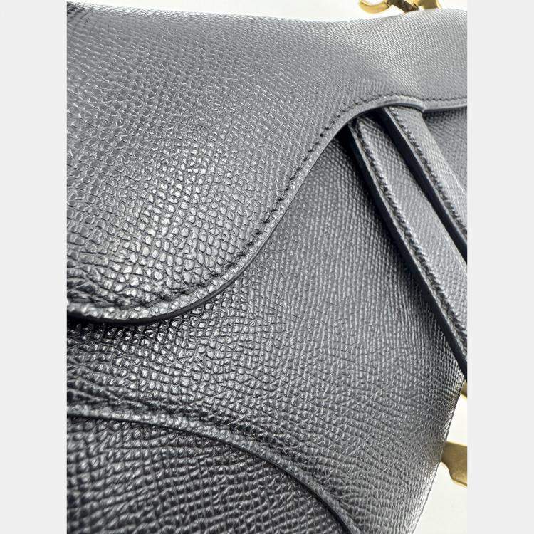 Pre Owned Dior Black Leather Mini Saddle Bag