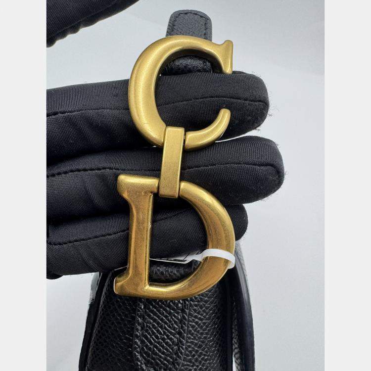 Pre Owned Dior Black Leather Mini Saddle Bag