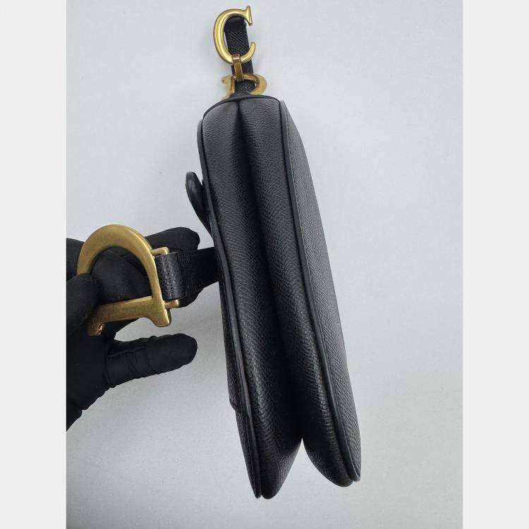 Pre Owned Dior Black Leather Mini Saddle Bag