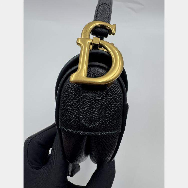 Pre Owned Dior Black Leather Mini Saddle Bag