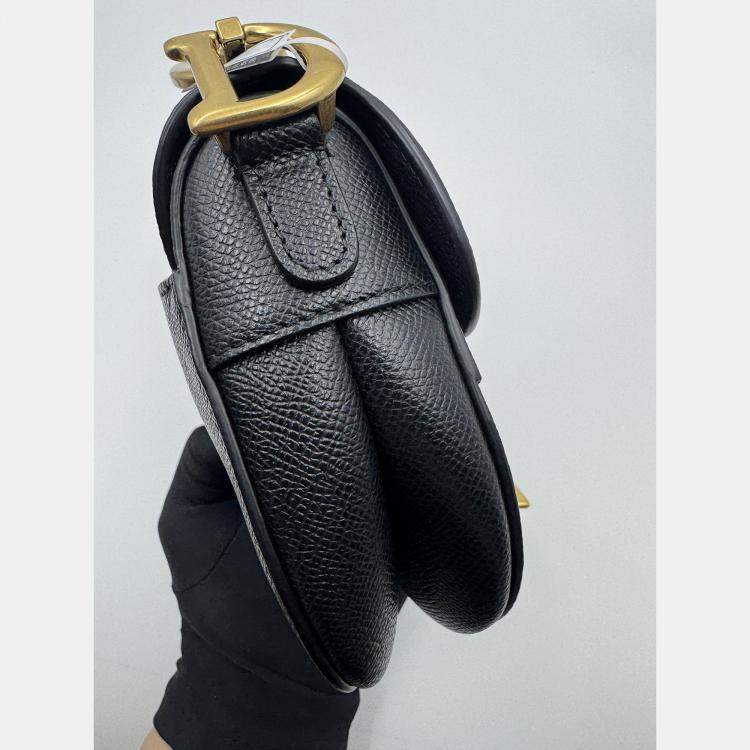 Pre Owned Dior Black Leather Mini Saddle Bag