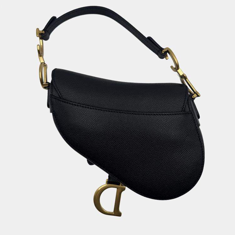 Pre Owned Dior Black Leather Mini Saddle Bag
