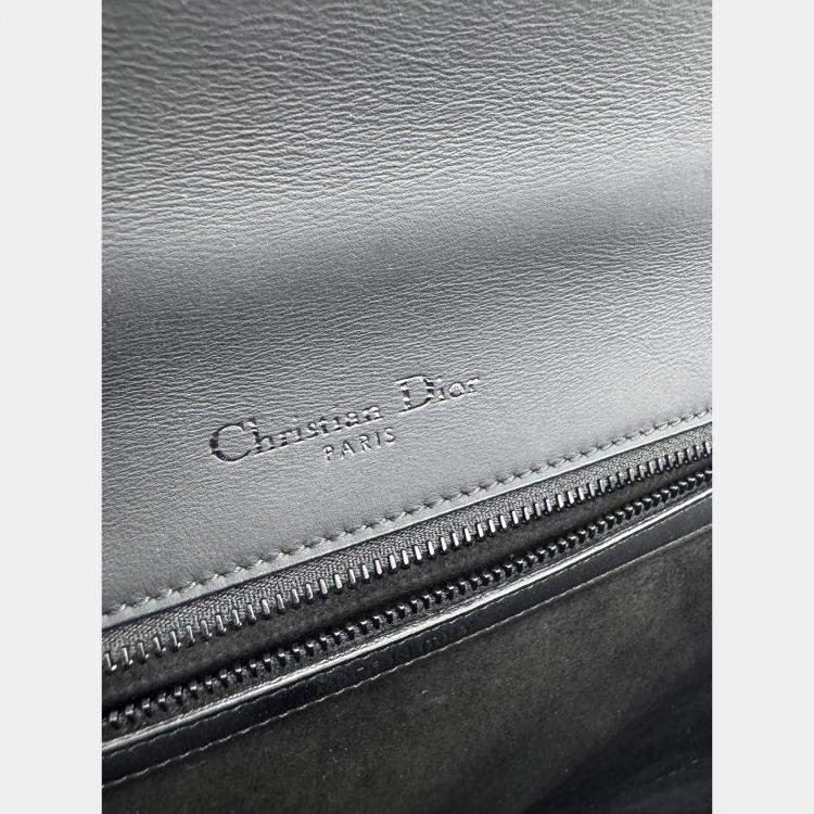 Pre Owned Dior black matte Leather studed Medium Diorama Flap Shoulder Bag