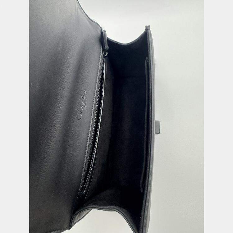 Pre Owned Dior black matte Leather studed Medium Diorama Flap Shoulder Bag