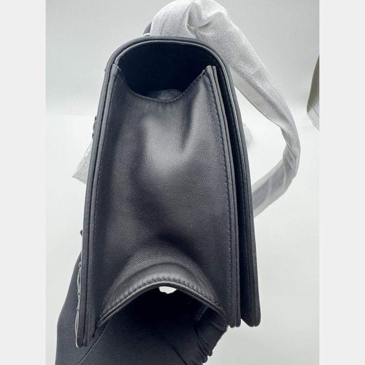 Pre Owned Dior black matte Leather studed Medium Diorama Flap Shoulder Bag