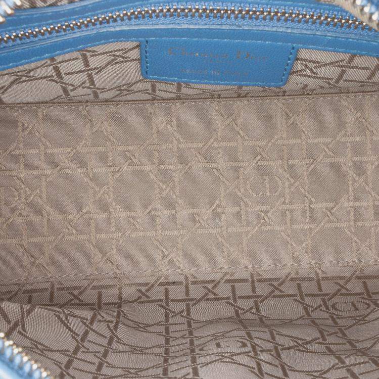 Pre Owned Dior Blue Medium Lambskin Cannage Lady Dior
