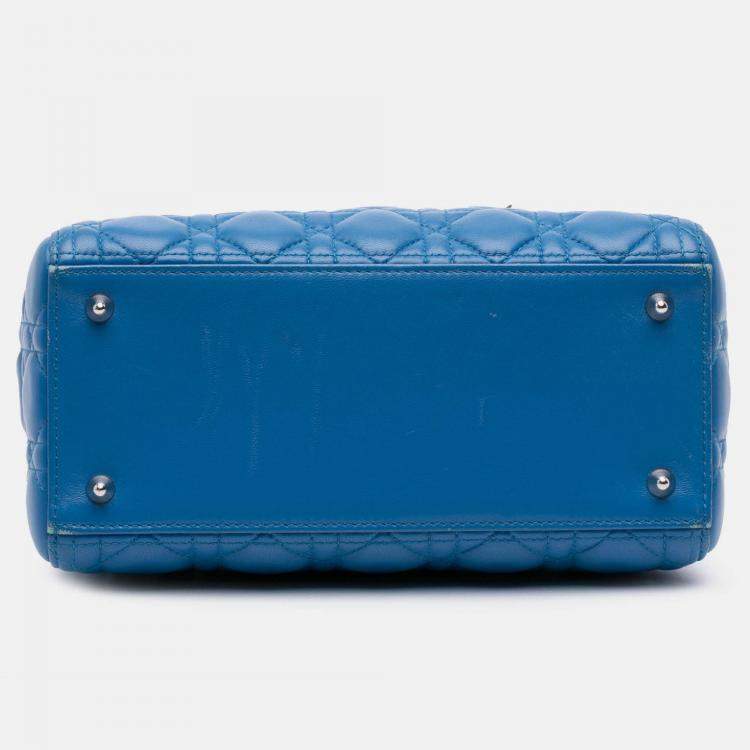 Pre Owned Dior Blue Medium Lambskin Cannage Lady Dior