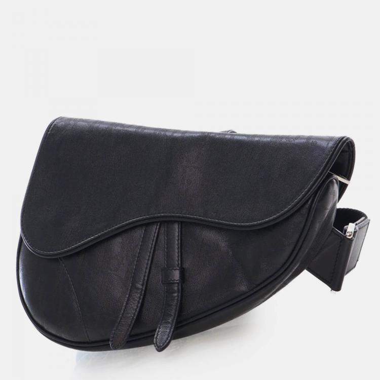 Pre Owned Dior Black Oblique Perforated Calfskin Galaxy Saddle Bag