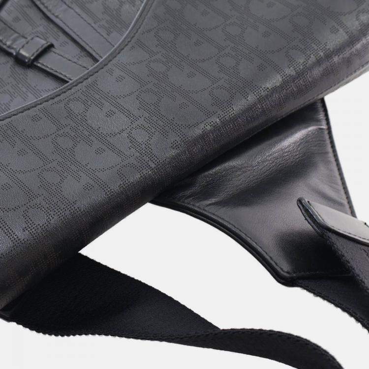 Pre Owned Dior Black Oblique Perforated Calfskin Galaxy Saddle Bag