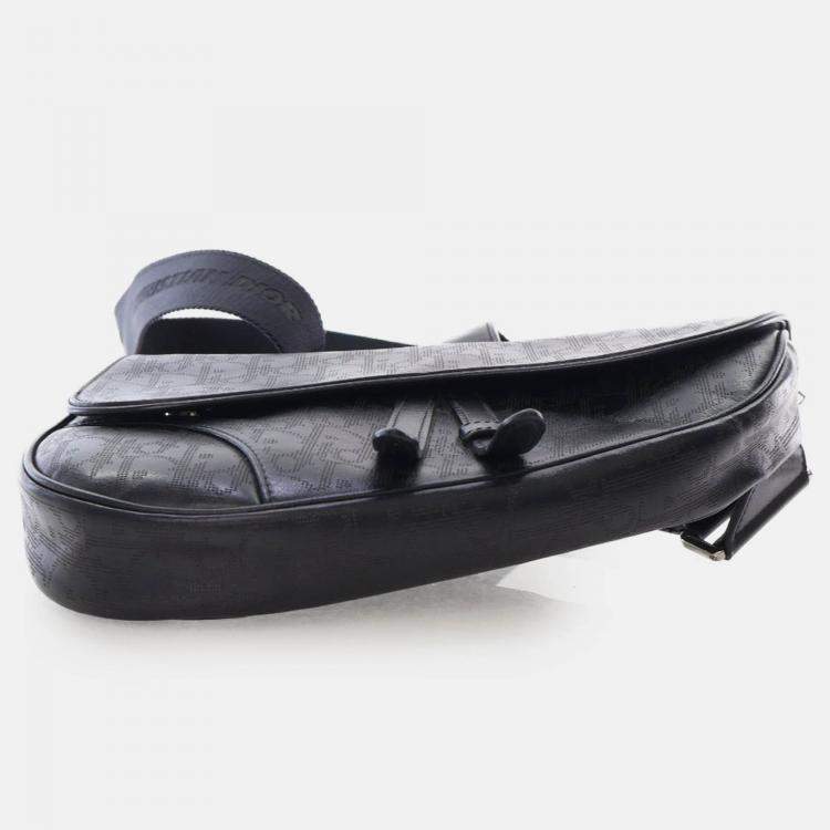 Pre Owned Dior Black Oblique Perforated Calfskin Galaxy Saddle Bag