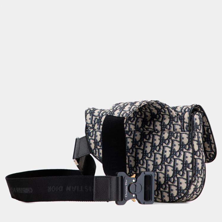 Pre Owned Dior Navy Blue Oblique Canvas Saddle Crossbody