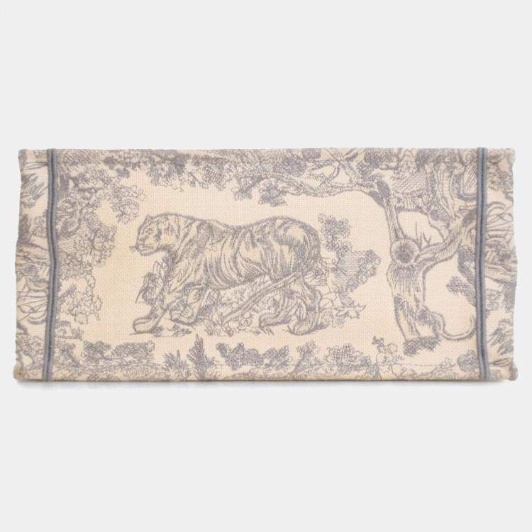 Pre Owned Dior Grey Medium Toile de Jouy Reverse Embroidered Canvas Book Tote