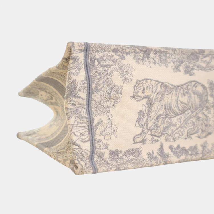 Pre Owned Dior Grey Medium Toile de Jouy Reverse Embroidered Canvas Book Tote