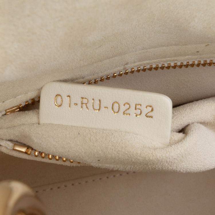 Pre Owned Dior White Mini Lambskin Cannage Lucky Star Studded Lady Dior
