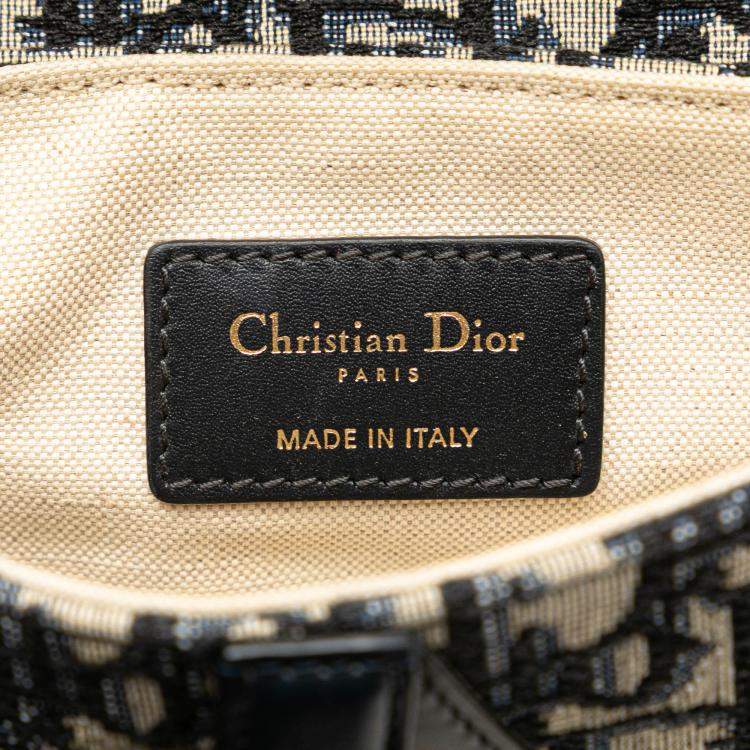Pre Owned Dior Navy Blue Mini Oblique Canvas Saddle Bag