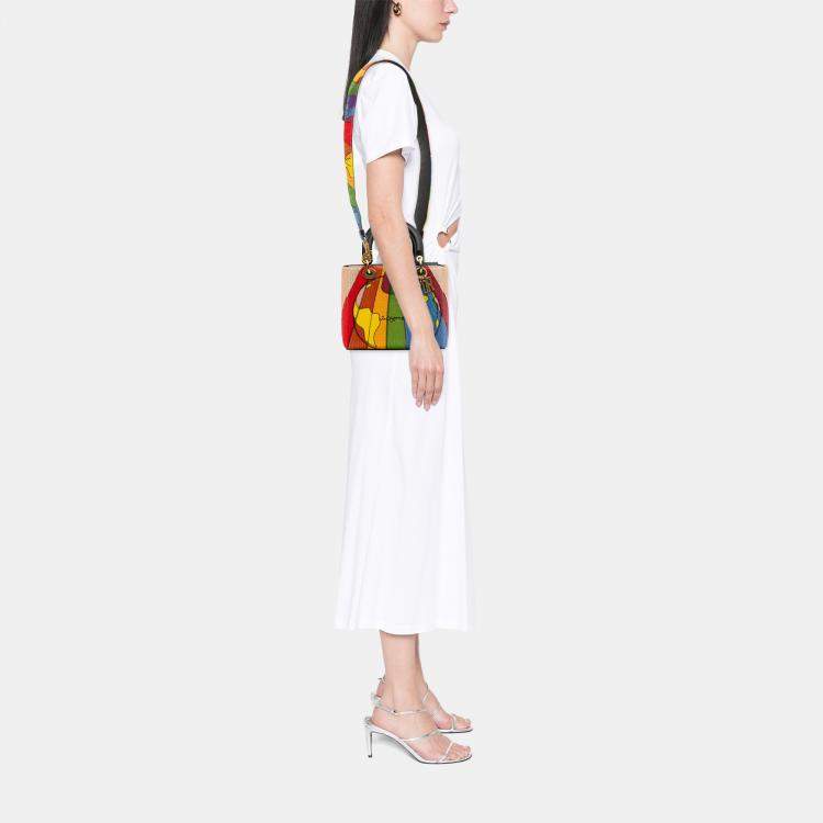 مملوكة مسبقًا Dior Multicolor Medium Calfskin Beaded and Embroidered Tarot Judgment Lady Dior