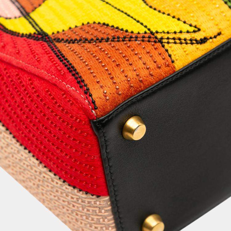 مملوكة مسبقًا Dior Multicolor Medium Calfskin Beaded and Embroidered Tarot Judgment Lady Dior