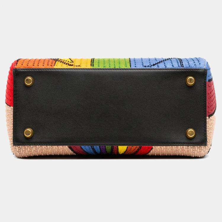 مملوكة مسبقًا Dior Multicolor Medium Calfskin Beaded and Embroidered Tarot Judgment Lady Dior