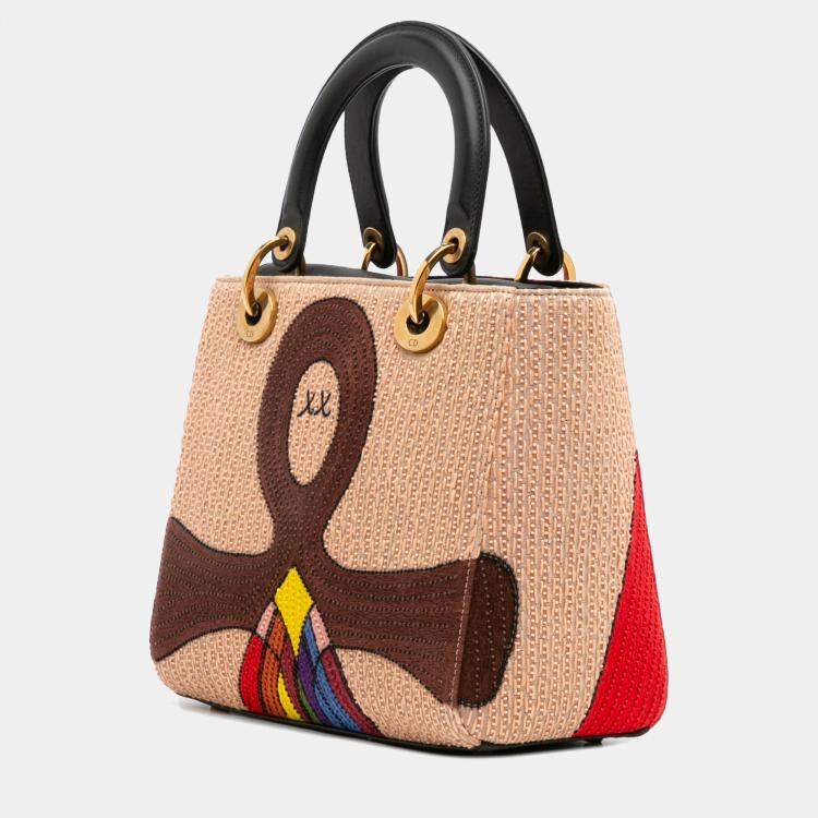 مملوكة مسبقًا Dior Multicolor Medium Calfskin Beaded and Embroidered Tarot Judgment Lady Dior