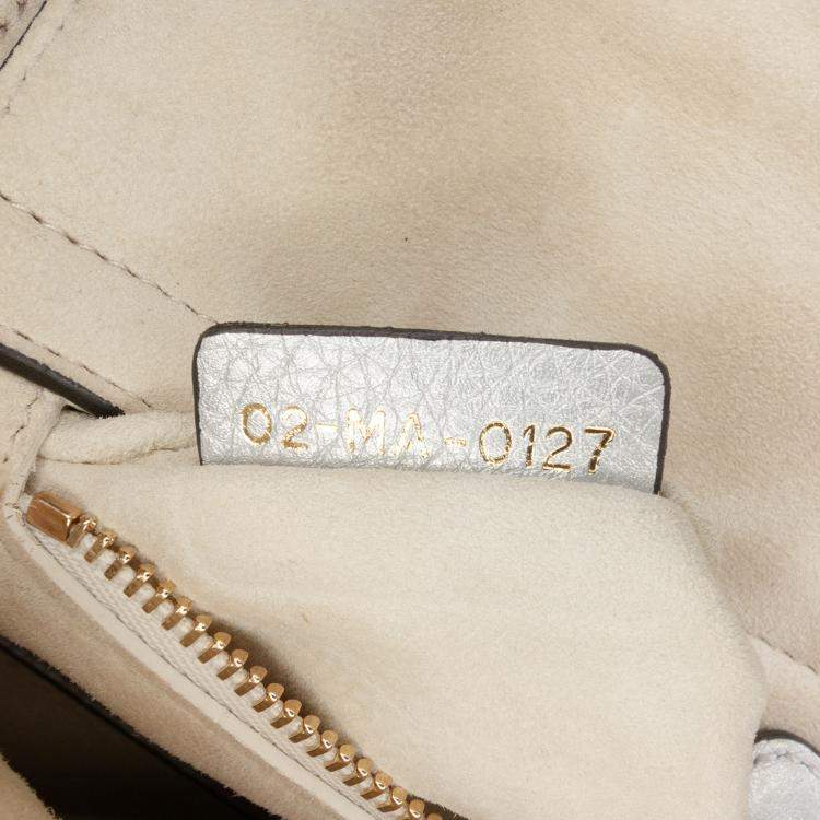 Pre Owned Dior Silver Mini Metallic Grained Calfskin Cannage Lady Dior
