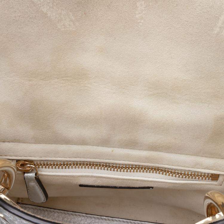 Pre Owned Dior Silver Mini Metallic Grained Calfskin Cannage Lady Dior