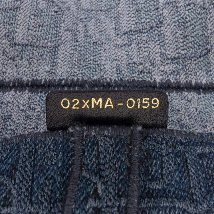Pre Owned Dior Blue Oblique Denim Embroidered Saddle Bag