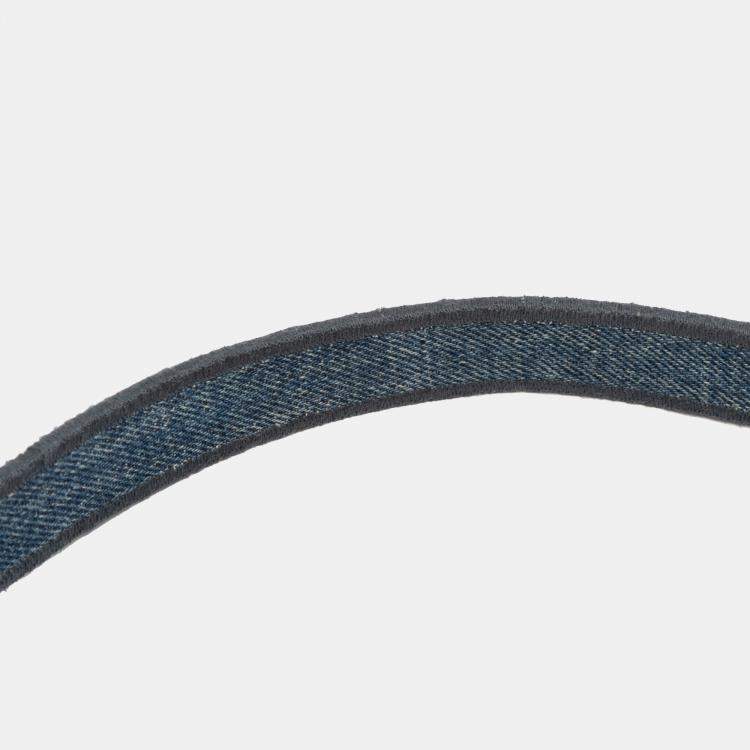 Pre Owned Dior Blue Oblique Denim Embroidered Saddle Bag