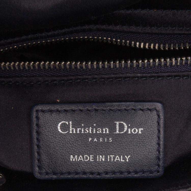 Pre Owned Dior Black Mini Satin Cannage Strass Crystal Embellished Lady Dior