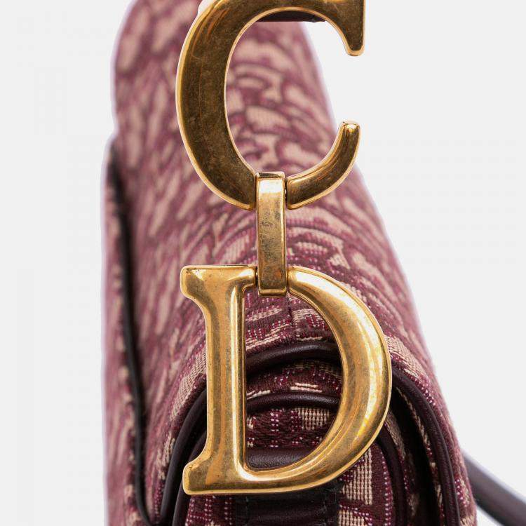مملوكة مسبقًا Dior Red Mini Oblique Canvas Saddle Bag