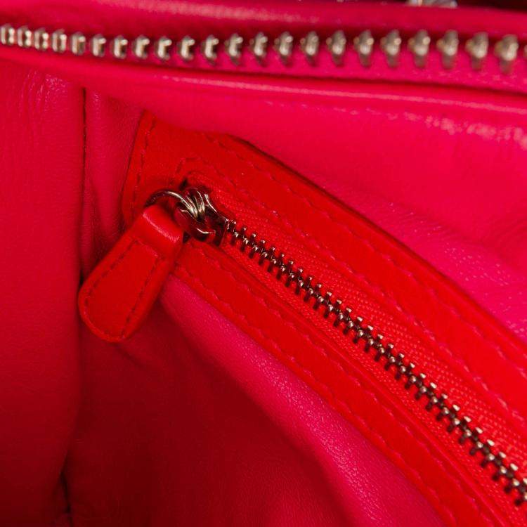 Pre Owned Dior Orange Pink Medium Bicolor Lambskin Cannage Lady Dior