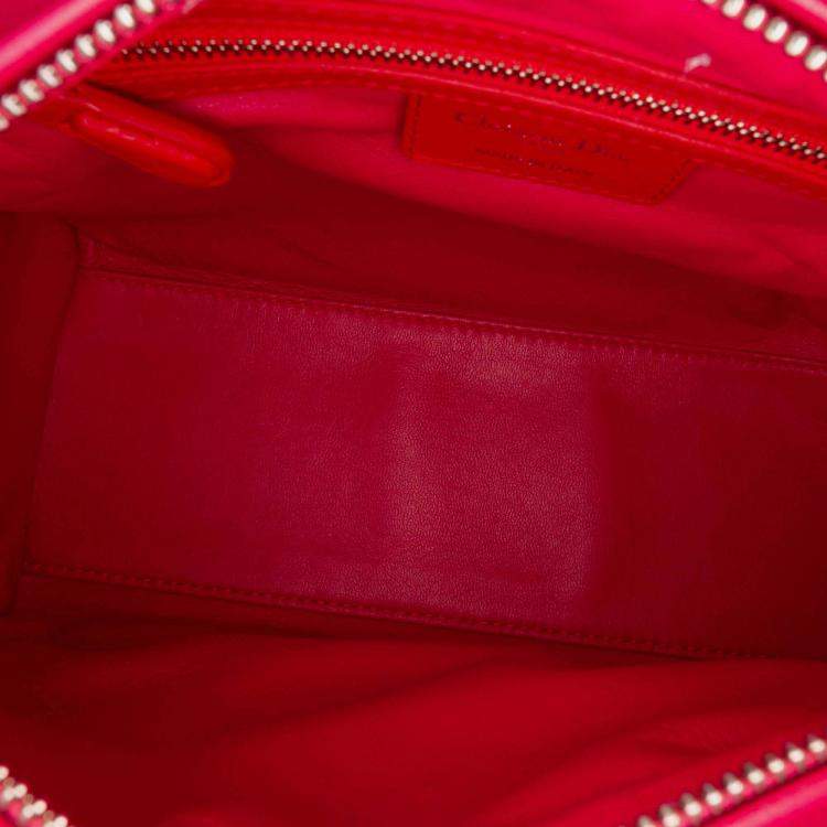 Pre Owned Dior Orange Pink Medium Bicolor Lambskin Cannage Lady Dior