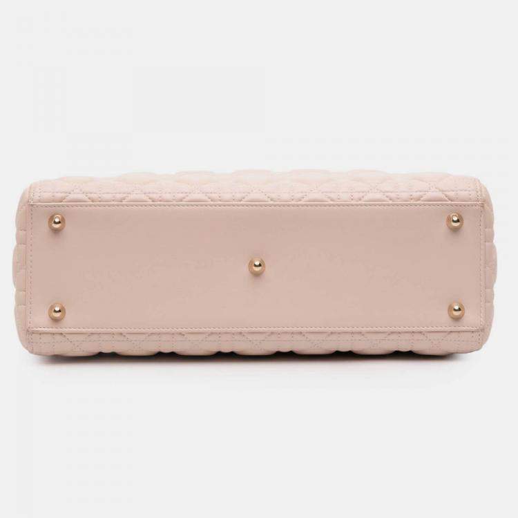 Pre Owned Dior Pink Large Lambskin Cannage Lady Dior