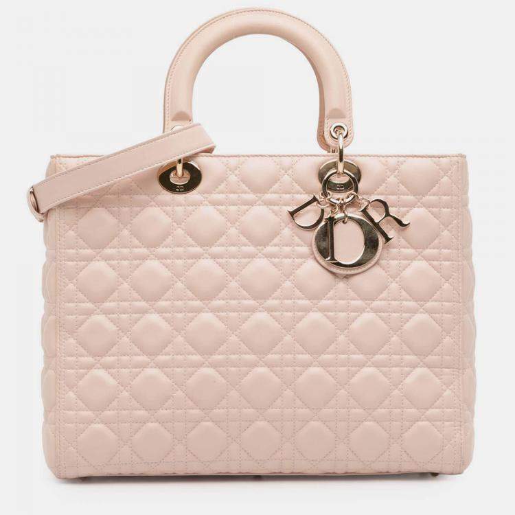 Pre Owned Dior Pink Large Lambskin Cannage Lady Dior